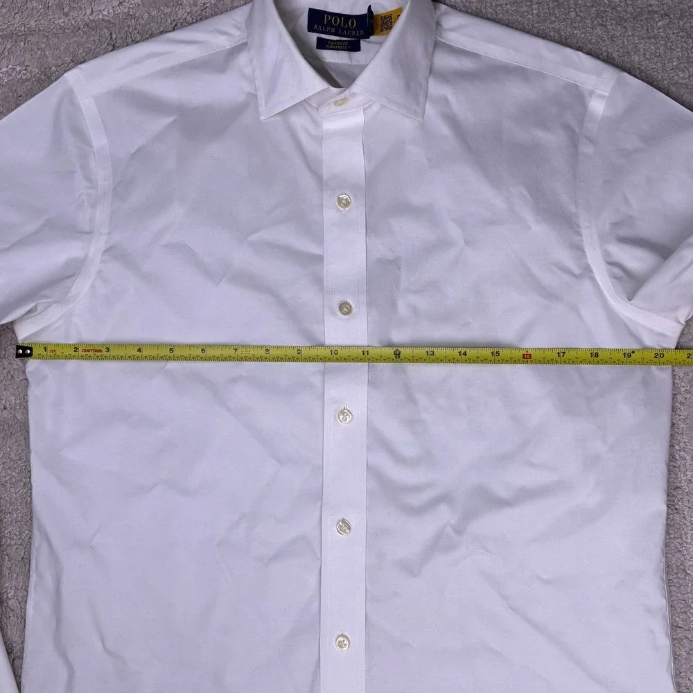 Polo Ralph Lauren Button Down Shirt Mens 15 White Custom Fit Purepress Cotton
